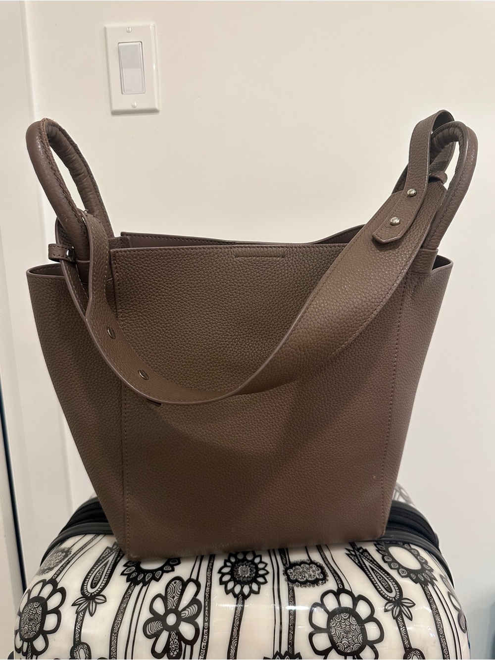 Women's Brown PU Leather Shoulder Tote Bag